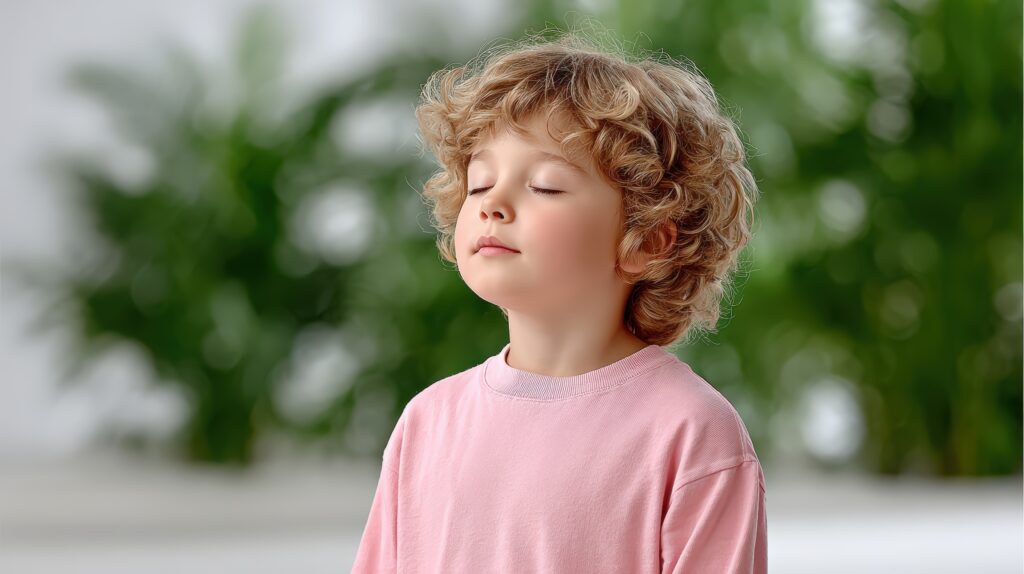 正常な呼吸をしているこども