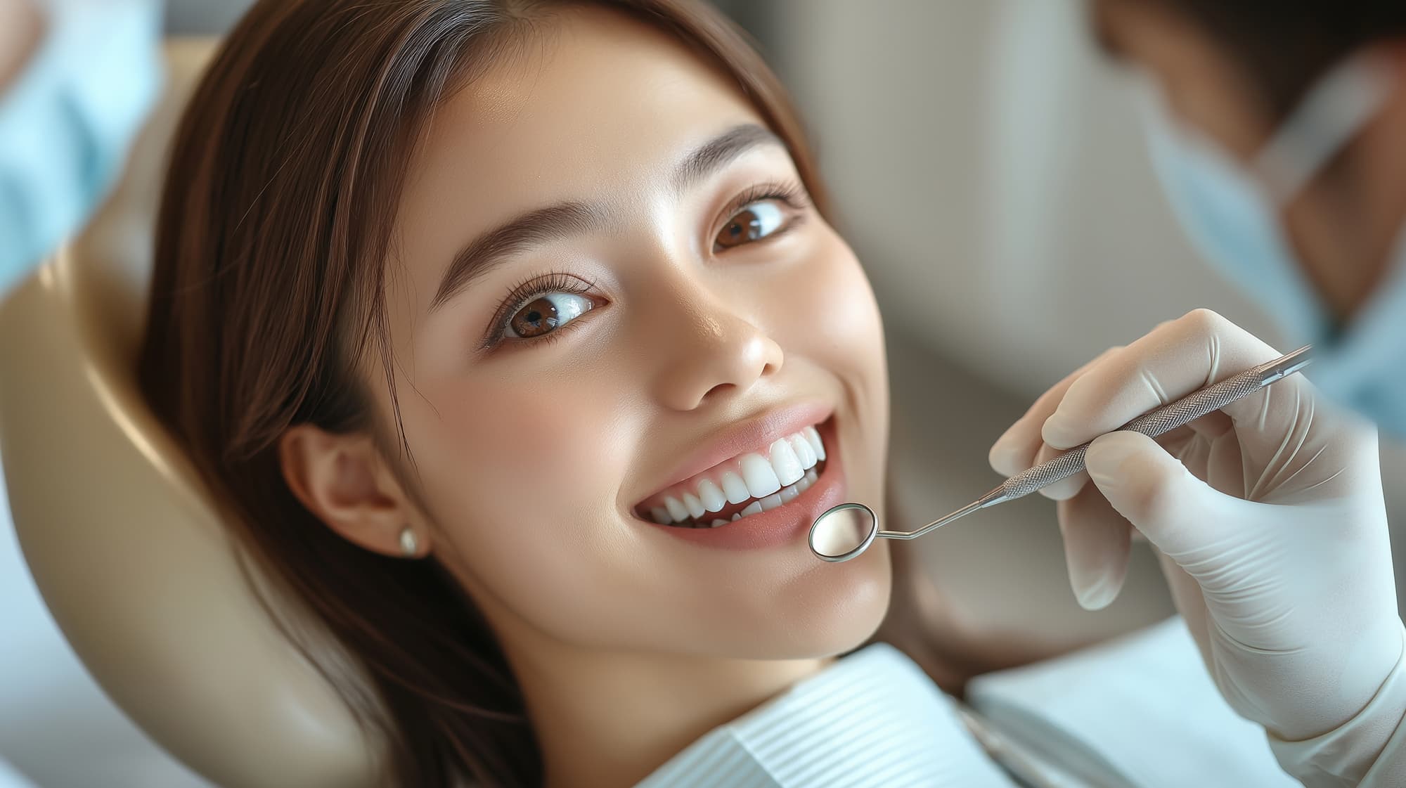 インプラント治療を受けに歯科を訪れた20代の女性